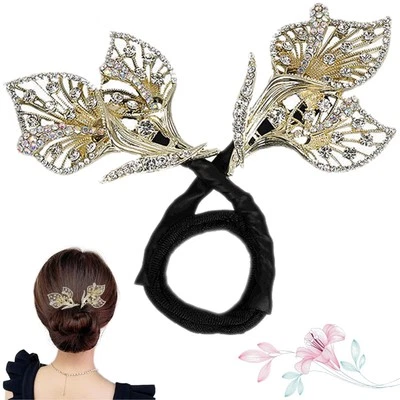 水钻花卉发饰 - Bun Maker, Twister, Curler, Hair Pins fo... — 第 1/4 张图片