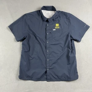 Columbia PFG Hemd Herren XL Blau Notre Dame Fighting Irish Knopfleiste Kurzarm - Bild 1 von 6