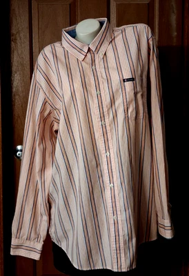 Chaps Shirt Easy Care Orange Blue White Stripe Long Sleeve Size XXL - Image 1 of 4