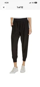 Pantalones de chándal ATM Pull On de seda negros talla M medianos Anthony Thomas Melillo para mujer nuevos con etiquetas - Imagen 1 de 18