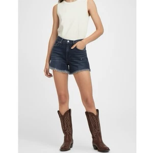 LUCKY BRAND Women’s 90s Midi Shorts Dark Wash Vintage Style High Rise Sz 4/27 - Picture 1 of 15