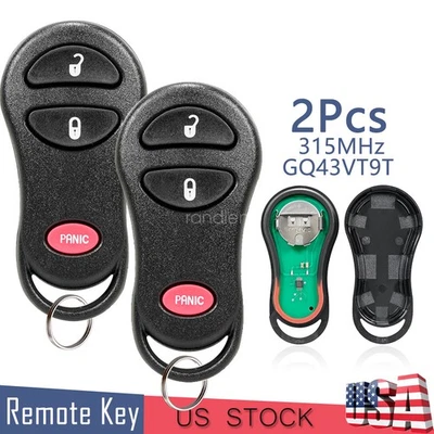 2 para Dodge Ram 1500 2500 3500 1999 2000 2001 2002 coche mando a distancia sin llave llavero 3B Foto 1 de 4