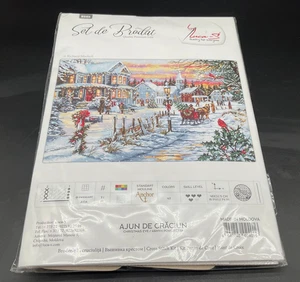 Luca-S Christmas Eve Cross Stitch Kit Embroidery Winter Village Scene 18.9x12.8" - Picture 1 of 5
