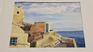 Santorini Watercolor by Vassilis Felekides. 1970s. - Picture 1 of 5