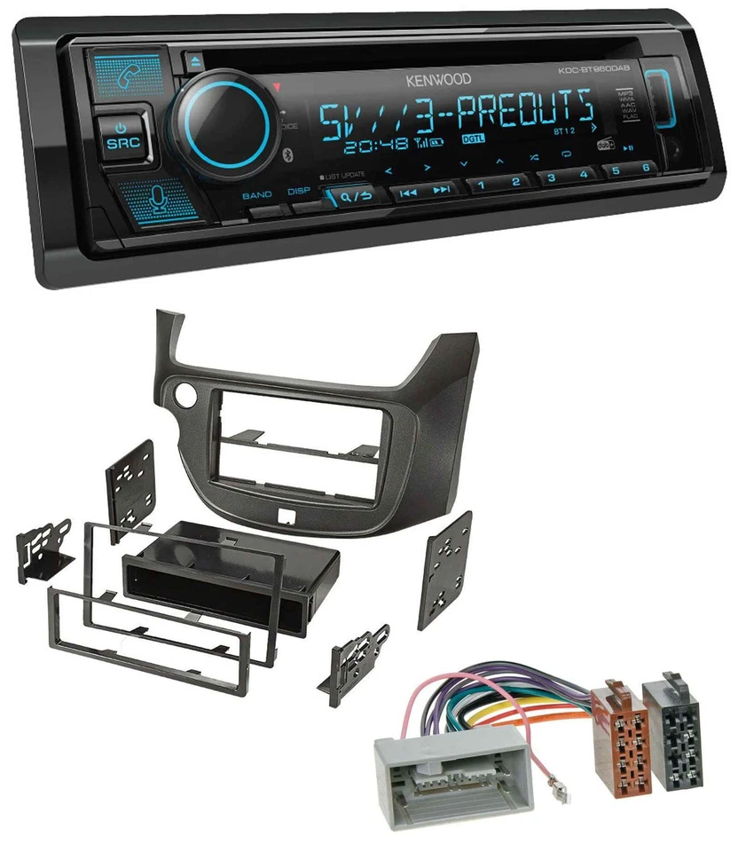 Kenwood Bluetooth USB CD MP3 DAB Autoradio für Honda Jazz (ab 2009) dunkelgrau - Bild 1 von 4
