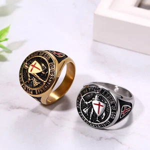 Christian Holy Cross Prayer Ring Stainless Steel EPHESIANS 6:13 Religious Band - Picture 1 of 10