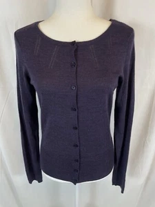 The Limited Womens Sweater Cardigan Purple M Wool Blend Button Up Lightweight - Picture 1 of 12