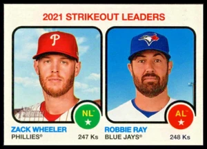 2022 TOPPS HERITAGE #61 ROBBIE RAY ZACK WHEELER 2021 MLB STRIKEOUT LEADERS - Picture 1 of 2