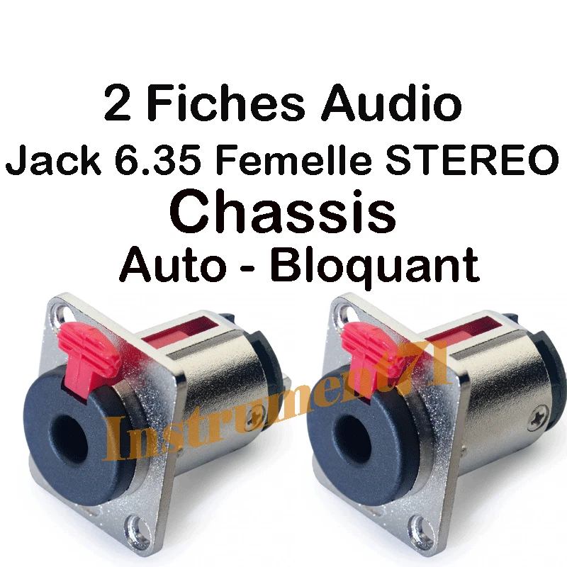 2 Jack Femelle 6,35 STEREO CHASSIS Autobloquant  Connections à Souder - Photo 1/1