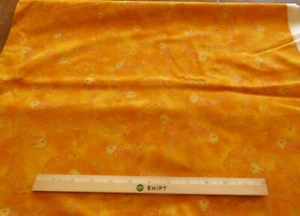 Koi Pond Metallic Gold Cotton Fabric With Fish Outline In Silver Kona Bay - Picture 1 of 2