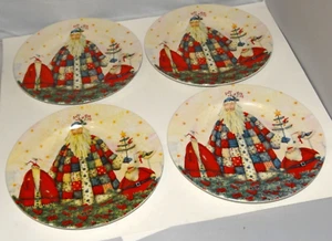 Debi Hron Gibson 2005 Salad Dessert Plate Cookie SANTA Christmas Set of 4 - Picture 1 of 6
