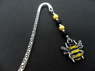 A TIBETAN SILVER AND HONEY BEE CHARM BOOKMARK. NEW.