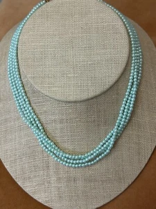 Vintage Marvella Baby Blue Multi Strand Beaded Necklace - Picture 1 of 6