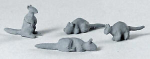 RATS (Set of 4) O On30 1:48 Model Railroad Diorama Painted Figure FRA1326