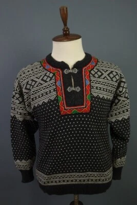 NOREG Baclk Dotted Fair Isle Wool Knit Ski Sweater - Image 1 of 4