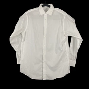 Calvin Klein Mens White Long Sleeve Button Up Shirt Regular Fit Size 16 32/33 - Picture 1 of 8