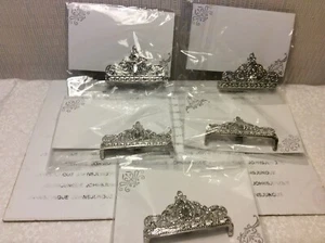 PLACE CARD HOLDERS PRINCESS TIARAS New in plastic LOT 5 HOLDER W/PLACE CARD - Picture 1 of 3