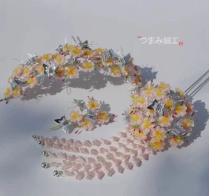 Handwork Japanese Sakura Kanzashi Hairpin Silk Hair Stick Kimono Hair Accessorie - Picture 1 of 10