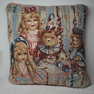 Mary Hulgan Collection Riverdale Tapestry Throw Pillow Dolls Birthday Teddy READ - Picture 1 of 3