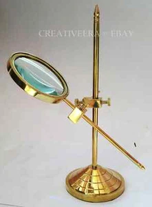Lupa de escritorio de latón macizo lupa de pie ajustable vintage regalos - Imagen 1 de 2