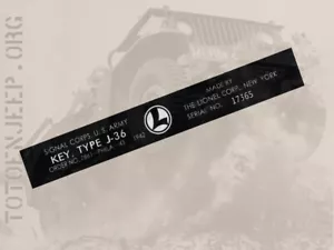 label plaque plaquette KEY MORSE J36 LIONNEL 1942 ALU RADIO US ww2 jeep willys - Imagen 1 de 4