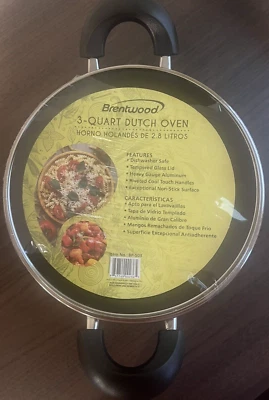 Horno holandés de aluminio de calibre pesado antiadherente Brentwood 3 cuartos gris Foto 1 de 4