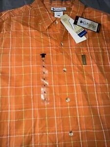 Columbia Shirt Mens XL Orange Plaid Outdoors Button Shirt - Picture 1 of 3
