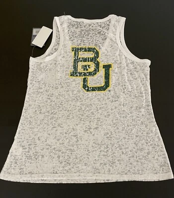 Baylor Bears Womens Tank Top XL White Burnout Shirt  BU on back NCAA NWT NEW - Image 1 of 4