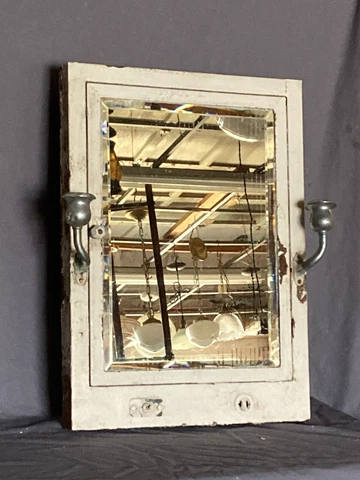 Vtg Mid Century Metal Recessed Medicine Cabinet Chrome Sconces Old Hotel 240-22E Cover