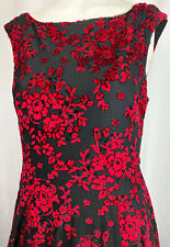 6 Betsey Johnson Cut Flocked Velvet Dress Black Eyelash Outline Red y2k style
