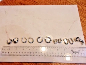 Lot of 6 pairs of Mixed Design SilverTone Hoop Earrings - Picture 1 of 5