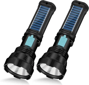 Linterna Solar LED, 1500 Lúmenes LED Solar Portátil Linternas Recargables con - Imagen 1 de 15