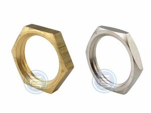 Sechskant-Gegenmuttern (metrisches Gewinde) Messing/vernickelt Edelstahl Fitting - Bild 1 von 1