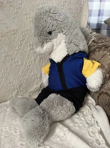 Vintage 2001 The Bear Factory Dolphin Plush Stuffed Animal 16" Gray Ocean - Picture 1 of 4