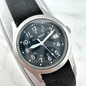 Vintage U.S. Navy 33mm Field Watch, French Mov’t - New Battery - Picture 1 of 16