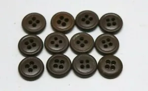 WWII US plastic buttons 5/8 inch 16mm 24L dark brown lot of 12 B9253 - Picture 1 of 9