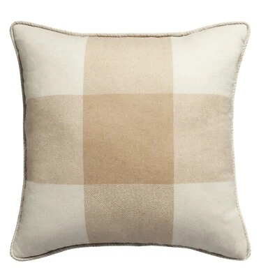 ADAM LIPPES x Target 'Oatmeal Plaid' Reversible Wool Blend Throw Pillow **NWT** - Image 1 of 4