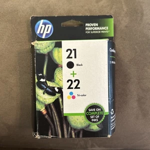 Nowe oryginalne wkłady atramentowe HP 21 czarne i 22 trójkolorowe Deskjet (exp. 04/2016) - Zdjęcie 1 z 6
