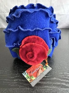 Cappello donna floreale fatto a mano artigianale in cashmere colorando roccia nera - Foto 1 di 8