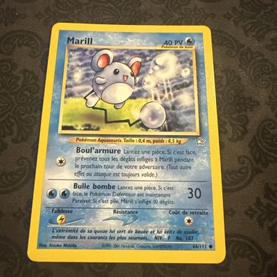 Pokémon TCG French Marill Neo Genesis 66/111 Regular Unlimited Common - Image 1 of 2