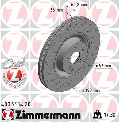 Rotor de freno de disco Zimmermann 400.5514.20 Standard Coat Z Foto 1 de 4