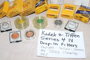 7Pc Vtg KODAK & TIFFEN Series 4 IV FILTERs Drop-IN Ser 4 Sky Yellow Green 85 ND4 - Picture 1 of 11