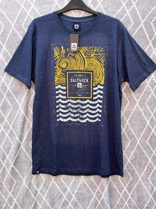 Saltrock Men's Wooden Waves T-Shirt Navy and Orange Size M New - Picture 1 of 4