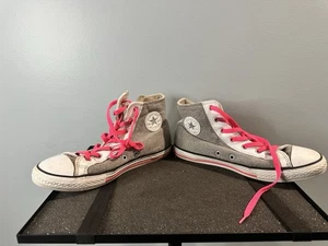 Zapatillas altas Converse All Star Chuck Taylor para mujer talla 6 cremallera gris brillante * - Imagen 1 de 10