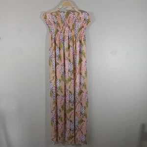 Lässiges klassisches Maxikleid Gr. M pfirsichblau grün rosa weiß geblümt Neu mit Etikett - Bild 1 von 16