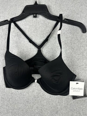 Calvin Klein Bra Womens 32C Black Perfectly Fit Racerback Front Close QF1092 - Image 1 of 4