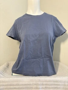 Victoria’s Secret crop embroidered T-shirt Sleep Lounge Medium Blue NWT - Picture 1 of 6
