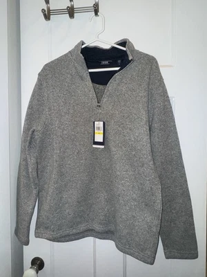 Pulôver masculino IZOD suéter lã quarto de zíper cinza tamanho M novo com etiquetas - Imagem 1 de 4