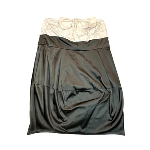 Torrid Vintage Dress Womens 20 Black White Strapless Satin Bow Front Mini Prom - Picture 1 of 10