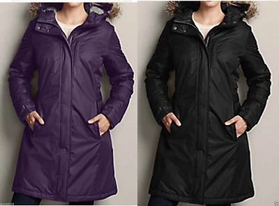 NWT Eddie Bauer Womens Weatheredge Superior Down Stadium Coat Parka Eggplant/Blk - Image 1 of 2